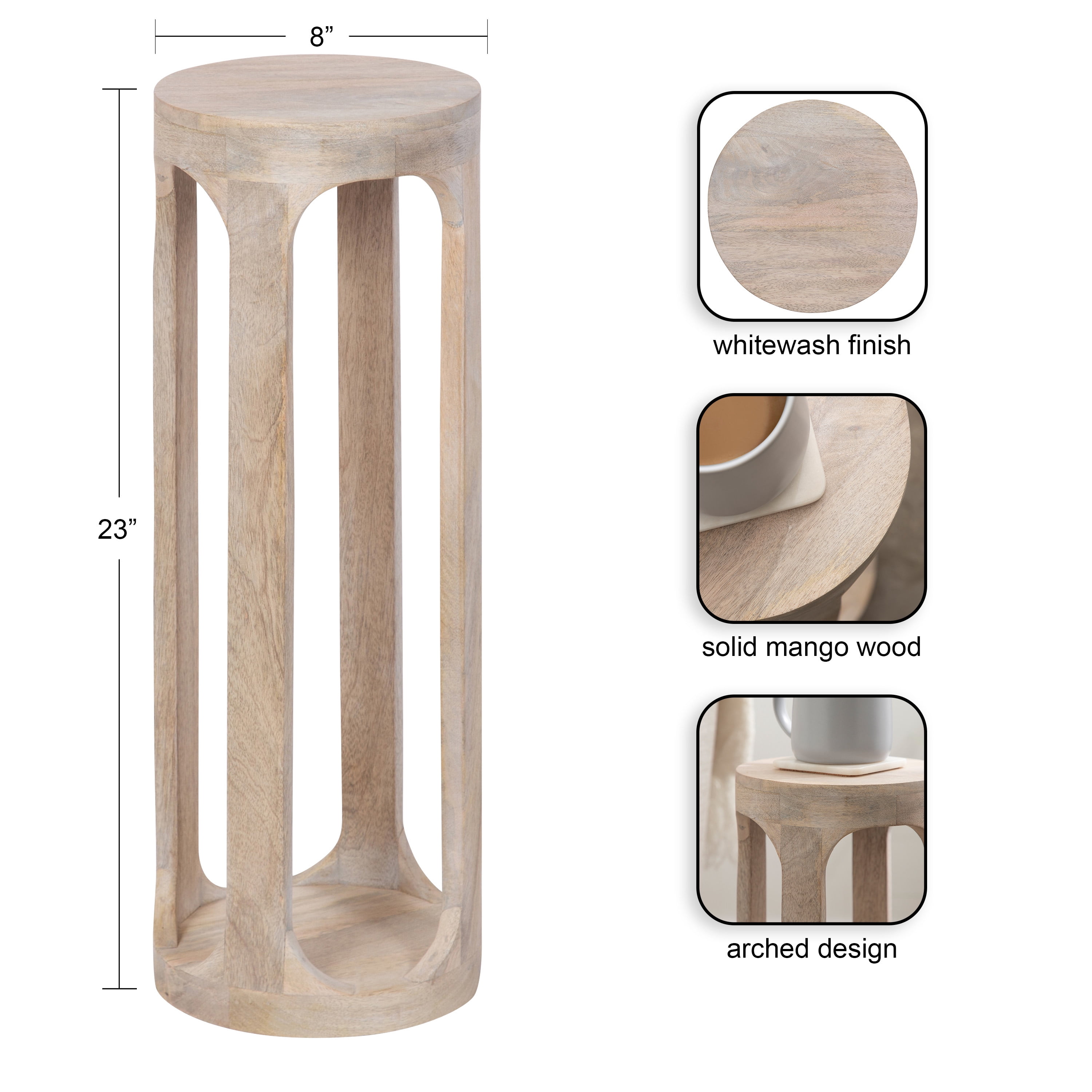 Kate & Laurel Dahl Getränketisch Aus Mangoholz – Moderner Beistelltisch 58,4 Cm Hoch, 20,3 Cm Durchmesser