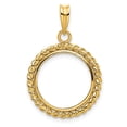 thumbnail image 1 of 14k Yellow Gold Twisted Wire Edge Prong Setting Coin Bezel Pendant Mounting - Fits 16.5mm, 1 of 4