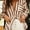 Coffee, variant on ZOELNIC Women's Striped Button Down Shirts Casual Long Sleeve Stylish V Neck Blouses Tops with Pockets, XS