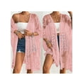 thumbnail image 2 of Hirigin Store Womens Bathing Suit Cover Up 3/4 Sleeve Sheer Mesh Bikini Cover-Up Long Floral Beach Lace Kimono Summer Cardigan, 2 of 7