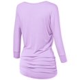 thumbnail image 2 of Made by Johnny Women's V-Neck 3/4 Sleeve Dolman Top with Side Shirring XXXL LILAC, 2 of 6
