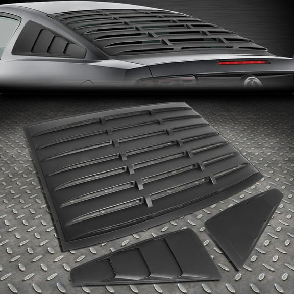 FOR 05-14 FORD MUSTANG BLACK REAR SIDE QUARTER WINDOW LOUVERS SUN SHADE COVER