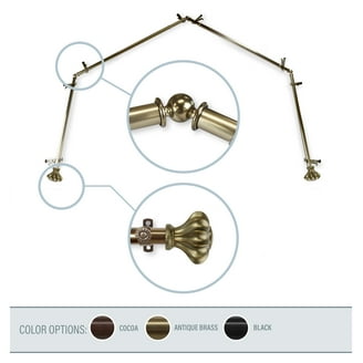 INFLATION U-Shaped Bay Window Curtain Rod - Black, Adjustable 59-184 Inch Width, Easy Install