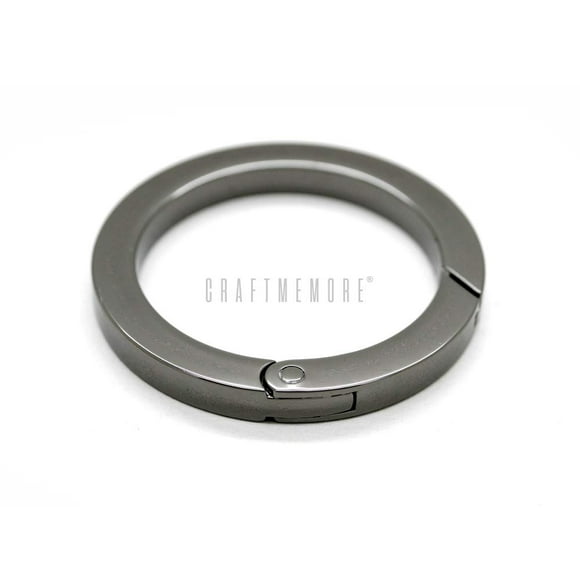 CRAFTMEMORE Metal O Ring Spring Opening Purse Making Snap Angle-Edge O-Rings Clip Key Ring Holder 2pcs SCOF (1 1/4 Inch Gunmetal)