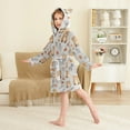 thumbnail image 2 of FORMRS Niños Bathrobe Unisex Hooded Robe Soft Plush Pajamas Sleepwear, Size 10-12T, Brown Cartoon Bears, 2 of 7