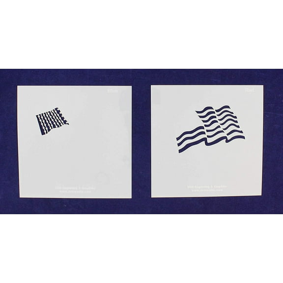 Wavy US Flag in 2 Parts 8" X 8" Stencils- Mylar 2 Pieces of 14 Mil Painting/Crafts/Template