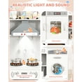 thumbnail image 4 of Pirecart Wooden Corner Play Kitchen, Kids Play Kitchen with Blackboard and 6Pcs Cooking Accessories, Toddler Play Kitchen Set with Realistic Sound & Light, White, 4 of 9