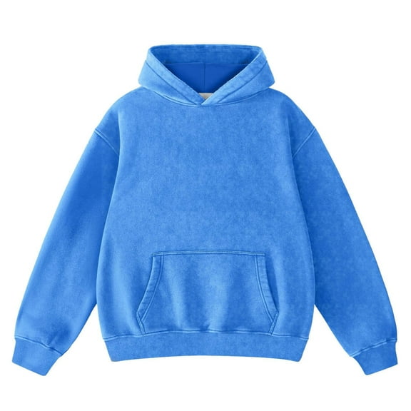 Tiweut Womens' Leisure Hoodies Hoodies Distressed Style Pullover Long Sleeve Hooded Cozy Loungewear with Front Pocket Tops Blue,L