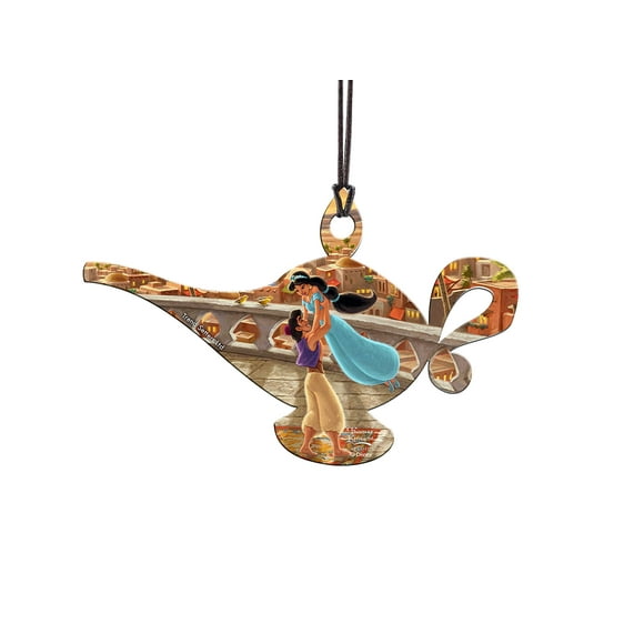 Disney - Aladdin - Princess Jasmine Dancing - Genie & Friends - Thomas Kinkade - Lamp Shaped Hanging Acrylic Print Accessory - Perfect for Gifting and Collecting - Officially Licensed Collectible