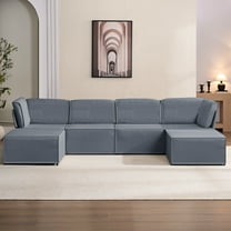 BALUS 120''W U-Shaped Sectional Sofa, 6-Seater Modular Sectional Sofa and Couch for Living Room,Dark Grey