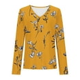 thumbnail image 4 of Oplxuo Womens Floral Print Long Sleeve V Neck Shirts Fall Tops Cute Trendy Basic Slim Fit Tunic Blouses Cotton T Shirts, 4 of 4