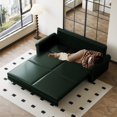 thumbnail image 2 of 93.7" King Size Sleeper Sofa Bed, Pull Out Sofa Bed, Velvet Upholstery, 3 in 1 Convertible Sleeper Couch, Chaise Lounge, Retro Recliner for Living Room, Office, Apartment, Green, 2 of 9