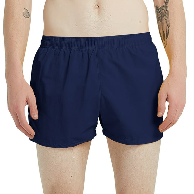 Aayomet Swimming Trunks for Men Solid Color Quick Drying Pant Plus Size Lace Up Seaside Holiday Shorts Beach (Dark Blue, S)
