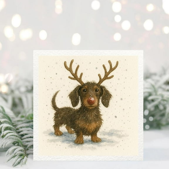 Adorable Dachshund Christmas Card – “Santa’s Little Helper” Design – Envelope Included, Blank Inside – Perfect Holiday Greeting Card for Dog Lovers