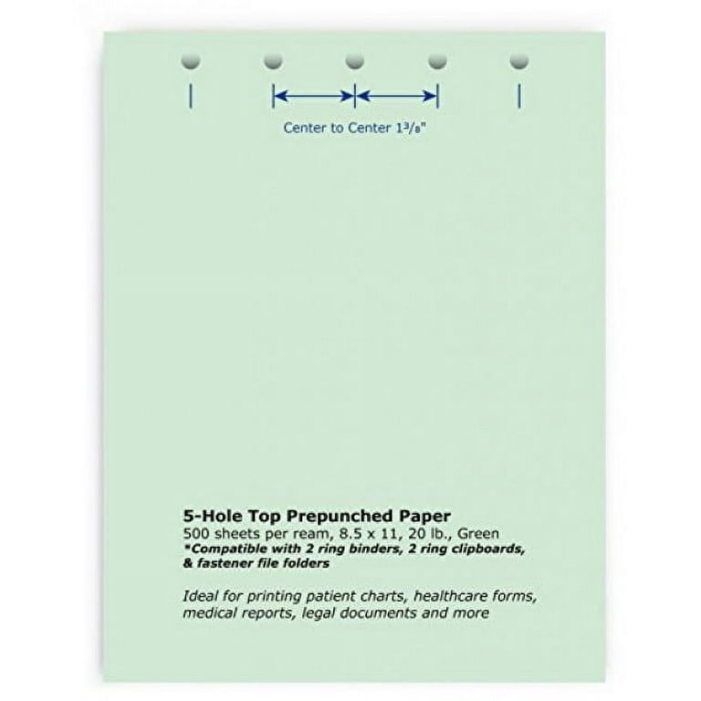 Office Paper, 7-Hole Left-Punched, 8-1/2 x 11, 20-lb., 500/Ream