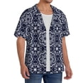 thumbnail image 2 of Goofa Geometry Flower Printed Men's Casual Short-sleeved Shirt,Lightweight Breathable Button-down,Summer Casual men's top,Versatile Fashion shirt-Small, 2 of 7