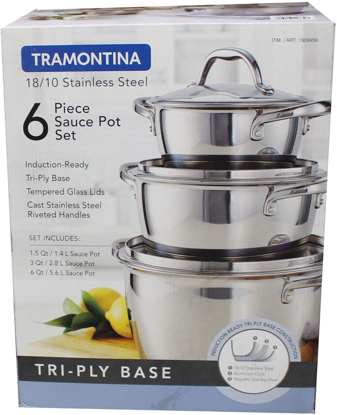 Tramontina 10-piece Tri-Ply Stainless Steel Cookware Set 18/10 & Hard  Anodized