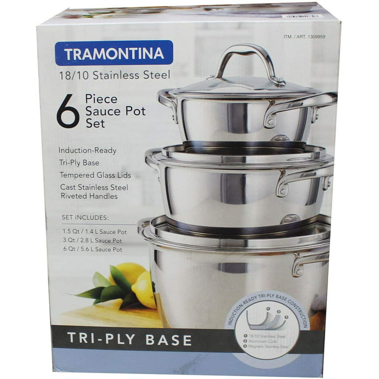 Tramontina 6-Piece Stackable Nonstick Sauce Pan Set Blue - HapyDeals