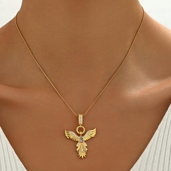 Sunyuer Phoenix Necklace, Rising Firebird Pendant Necklace for Women