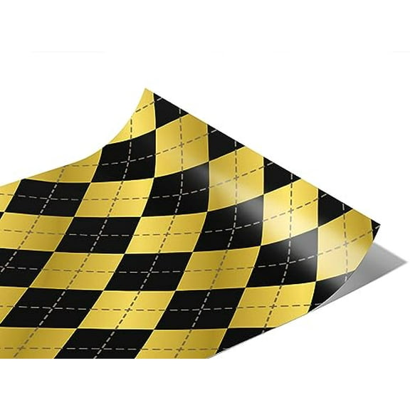 Rwraps Yellow Argyle Liquid Gold Gloss Vinyl Film Wrap 59in x 5ft Vinyl Vehicle Car Film Sheet Roll