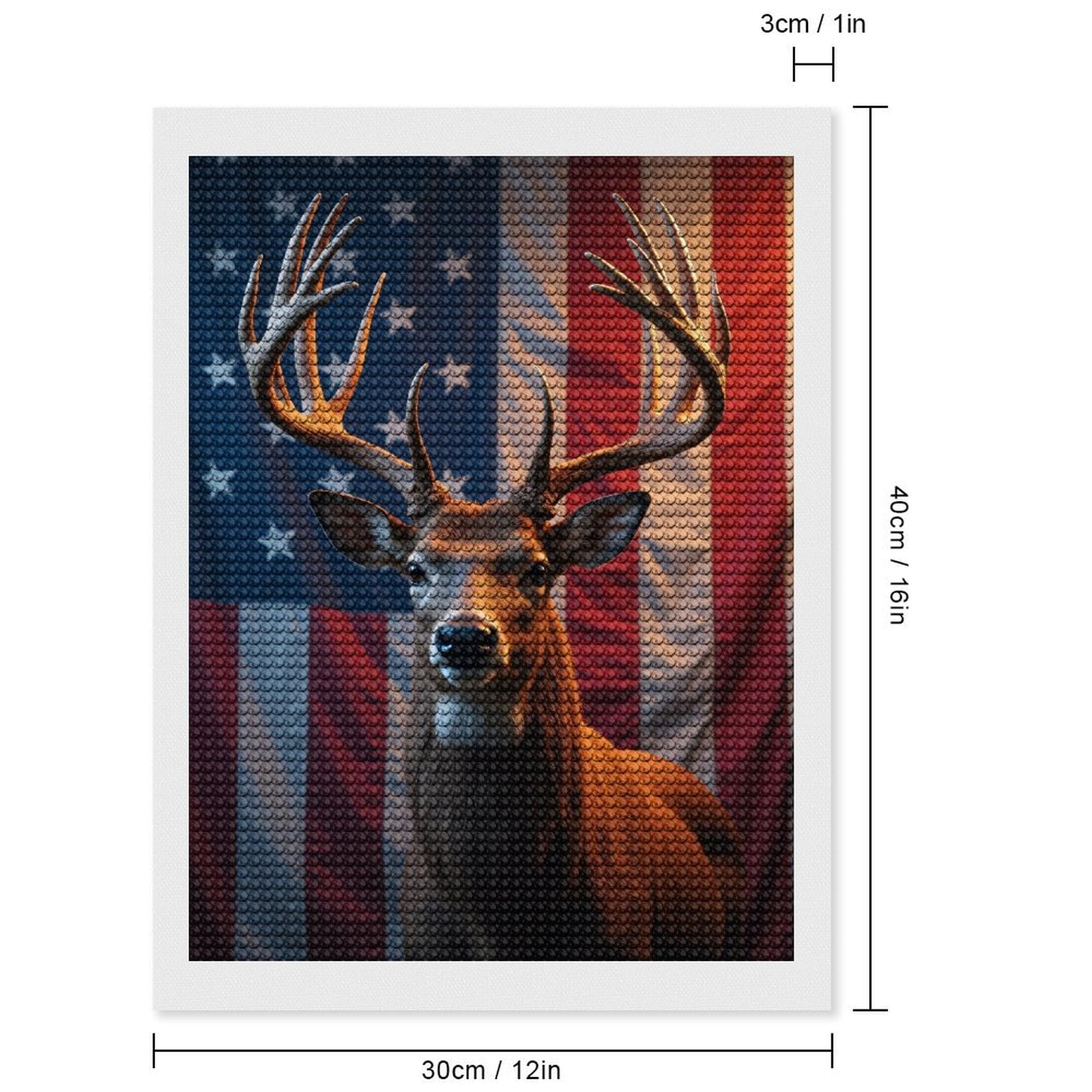 Diamond Art Kits for Adults - Deer American Flag Antlers Display 5d Diamond Painting for Adults, Diamond Art for Adults Beginners, Frameless Diamond Painting Kits for Adults for Home Wall Decor