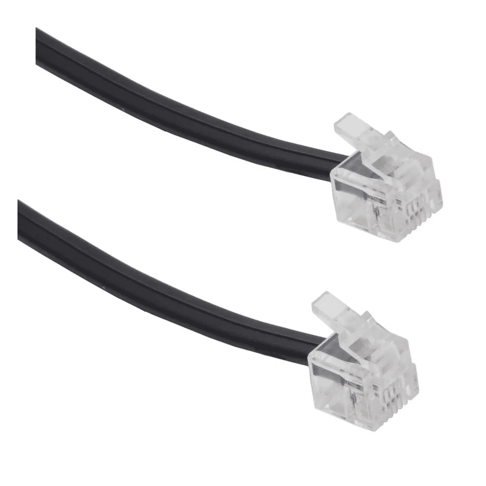 Telephone Line Cord, 10ft - Black (RJ-11)