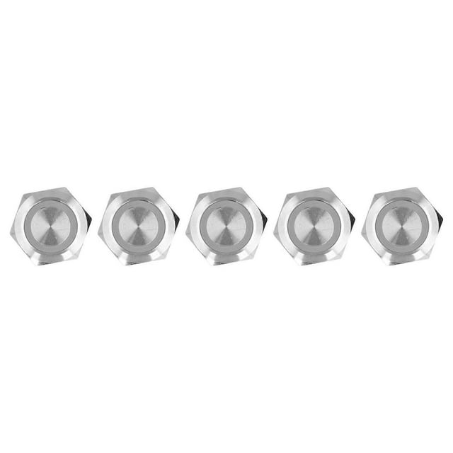 5Pcs Momentary Push Button Switch Metal Auto Reset Ultra Thin Waterproof with LED 22mmDC3~6V Green