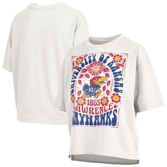 Women's Pressbox White Kansas Jayhawks Harmony Oversized Slub T-Shirt