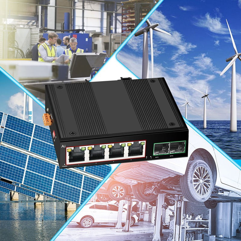 Industrial POE Switch Gigabit Switch Ethernet with 6x100/1000mbps Port Base-T Din IP40 Network Switch DC44-55V