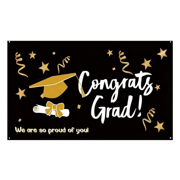Yxwen Graduation Banner Graduation Cap Class Of 2026 Diploma Black Tassel Grad Background for Graduation Class Of 2026 Celebration Graduation Season Party Decoration Banner Cloth, Black, 150*100cm