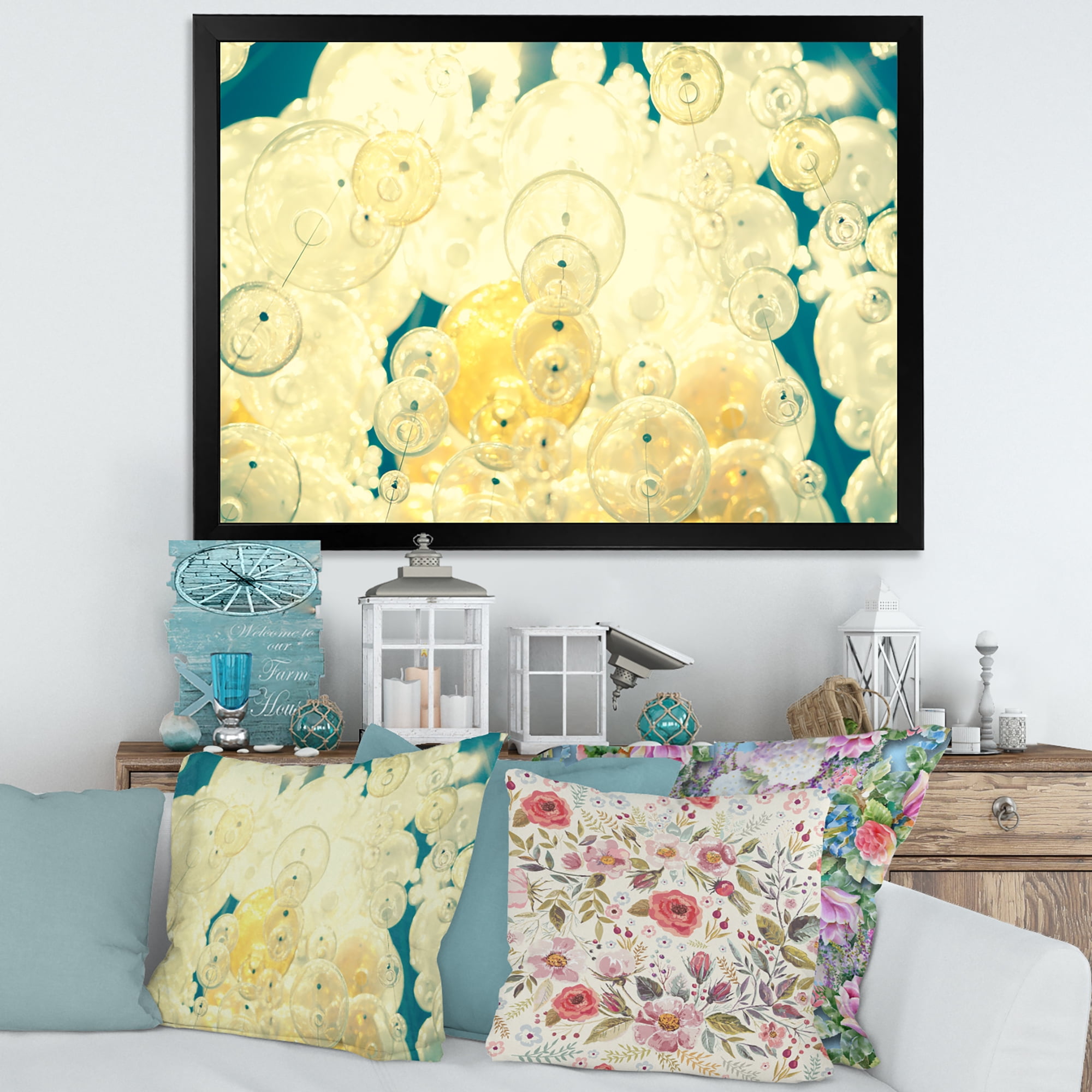 Designart 'Chandelier In The Form of Balls Abstract Art II' Modern Framed Art Print