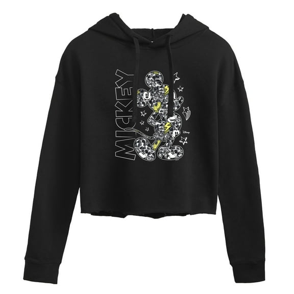 Disney - Mickey Mouse - Mickey Pattern & Stars - Juniors Cropped Pullover Hoodie