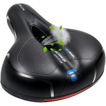 MSDADA Comfortable Bike Seat-Padded Soft Bike Seat Cushion Memory Foam Waterproof Wide Bike Saddle with Dual Shock Absorbing Rubber Balls Universal Fit for Indoor/Outdoor Bikes(Blue)