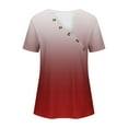 thumbnail image 2 of TKLPEHG Womens Short Sleeve Shirts V-Neck Button Plus Size Tshirt Casual Lightweight Comfy Gradient Color Print Fashion Loose Short Sleeve T Shirt Summer Clothes Blouses (Red,XL), 2 of 5