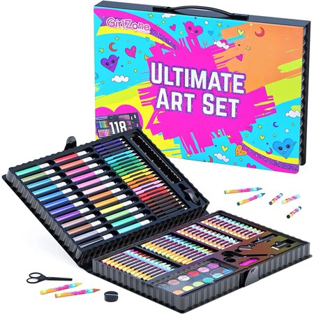 GirlZone Ultimate Art Set For Girls ages 5-8, 118 Piece Kids Coloring ...