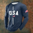 thumbnail image 2 of XIAONU Flag Letter Print Long Sleeve T-Shirt for Men Crew Neck Sports Casual Tees Tops, 2 of 4