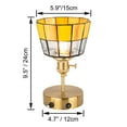thumbnail image 4 of FSLiving Rechargeable Battery Operated LED Fireplace Lamps, Remote RV Brass Finished E26 Socket Pole Copper Table Light, 3-way Socket Water Ripple Tiffany Yellow Glass Floor lamps Hallway Light, 4 of 9