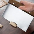 thumbnail image 3 of Raspador multiusos de acero inoxidable, raspador graduado para hornear, espátula para tartas, mango de madera para cortar harina, 3 of 5