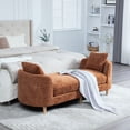 thumbnail image 2 of S-HOME Versatile Backless Accent Bench with 2 Bolster Pillows Rubberwood Legs 77.17 Inch Chenille Chaise Lounge  for Living Room and Bedroom Use , Orange, 2 of 10