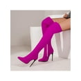 thumbnail image 4 of Eloshman Women Casual Zip Up Over The Knee Boots Formal Tall High Heels Non-Slip Stiletto Heel Rose Red 9, 4 of 8