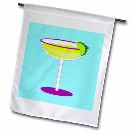 Bright Green Margarita in Glass with Lime - Blue Background 18 x 27 inch Garden Flag fl-57115-2