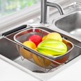 thumbnail image 1 of Stainless Steel Strainer Basket Extendable Handles Vegetables Retractable Drain Basket Heat Resistant Handles, 1 of 8