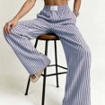 thumbnail image 4 of Mifsaly Womens Striped Pants Wide Leg Lounge Pants Elastic Waist Relaxed Fit Pajama Sleep Trousers for Home and Beach Vacation Blue,XL, 4 of 5