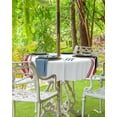 thumbnail image 5 of Outdoor Tablecloth Red Ticking Vertically Stripe Round Patio Tablecloths 60 Inch, Outside Table Cloths with Umbrella Hole and Zipper, Simple White Summer Table Cover for Outdoor Tables, Picnic,, 5 of 6