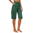 thumbnail image 4 of Womens Shorts Soft Solid Multi-Pocket High Waist Cargo Shorts for Women Black L, 4 of 9