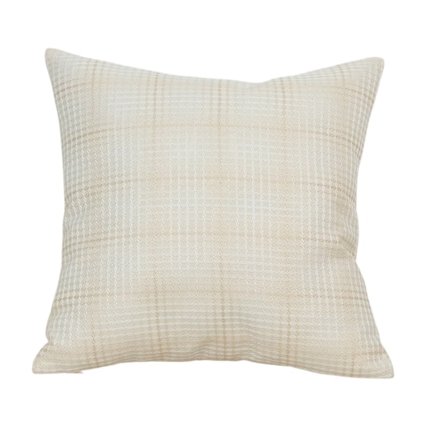 Funda de almohada de lino grueso a cuadros, color tejido, decorativa para sala de estar