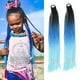 thumbnail image 2 of Extensiones de cabello sintético con cola de caballo, trenzas de caja de colores, color rojo, azul y rosa, con banda elástica y coleta postiza, 2 of 5