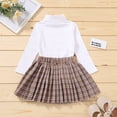 thumbnail image 4 of Kids Baby Girls Two-piece Outfits Set Solid Color Turtleneck Knitwear Tops Sweater + Pleated Skirt 0-5T, 4 of 11