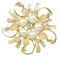 thumbnail image 2 of AYYUFE 2PCS Women Breastpin Elegant No Deformation Flower Rhinestone Faux Pearl Brooch Pin for Party Dating, 2 of 8