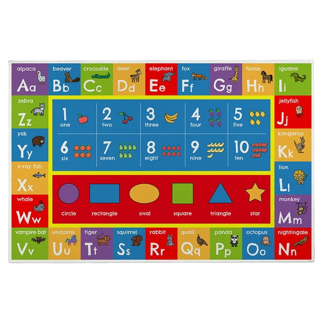 Alfombra Educativa Juego para Con Números Del Alfabeto ABC (palabras en Inglés 60x90 Cm)